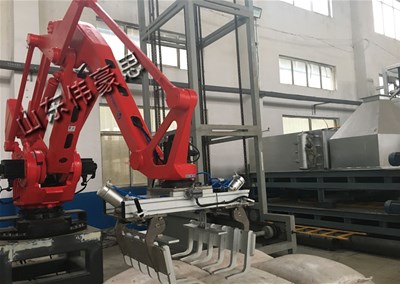 颜料全自动码垛机 河南码垛机器人现场
