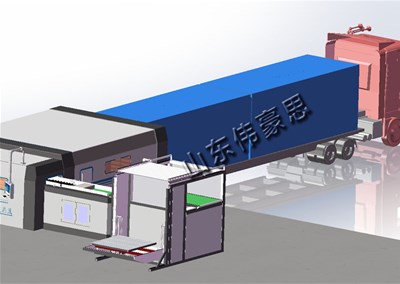 麸皮集装箱自动装车现场 袋料全自动装车生产线
