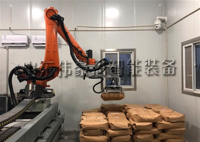 山东移动式自动码垛机厂家，纸袋机器人自动码垛系统