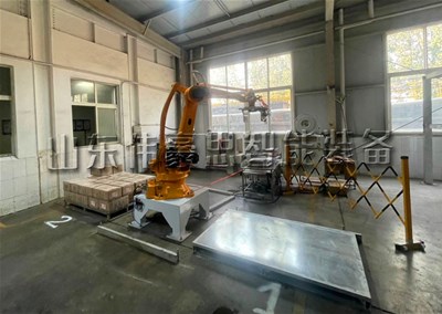 纸箱物料全自动码垛机，机器人自动码垛设备展示