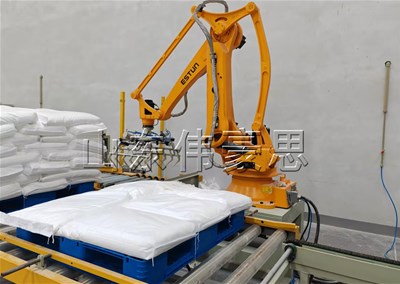 氧化锌自动包装码垛线，潍坊自动码垛机械手厂家