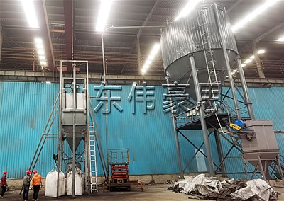 无尘煤粉吨袋破袋机 配套气力输送机使用现场