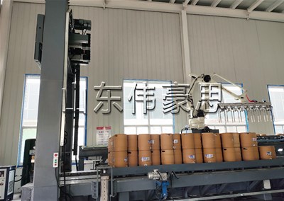 啤酒桶全自动装车系统  自动装车机装桶料现场