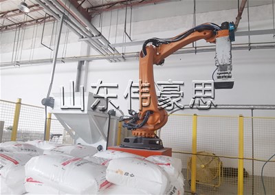 PE颗粒全自动破袋机，全自动拆包机器人现场